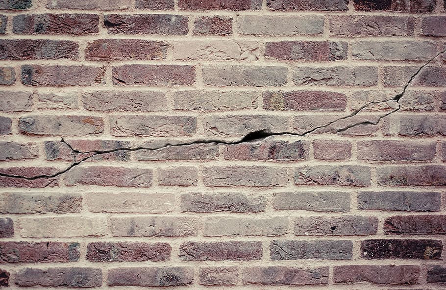 marrom, foto da parede de tijolo, parede, tijolos, rachadura, quebrado, fachada, pedras, pista de tijolo, tijolo