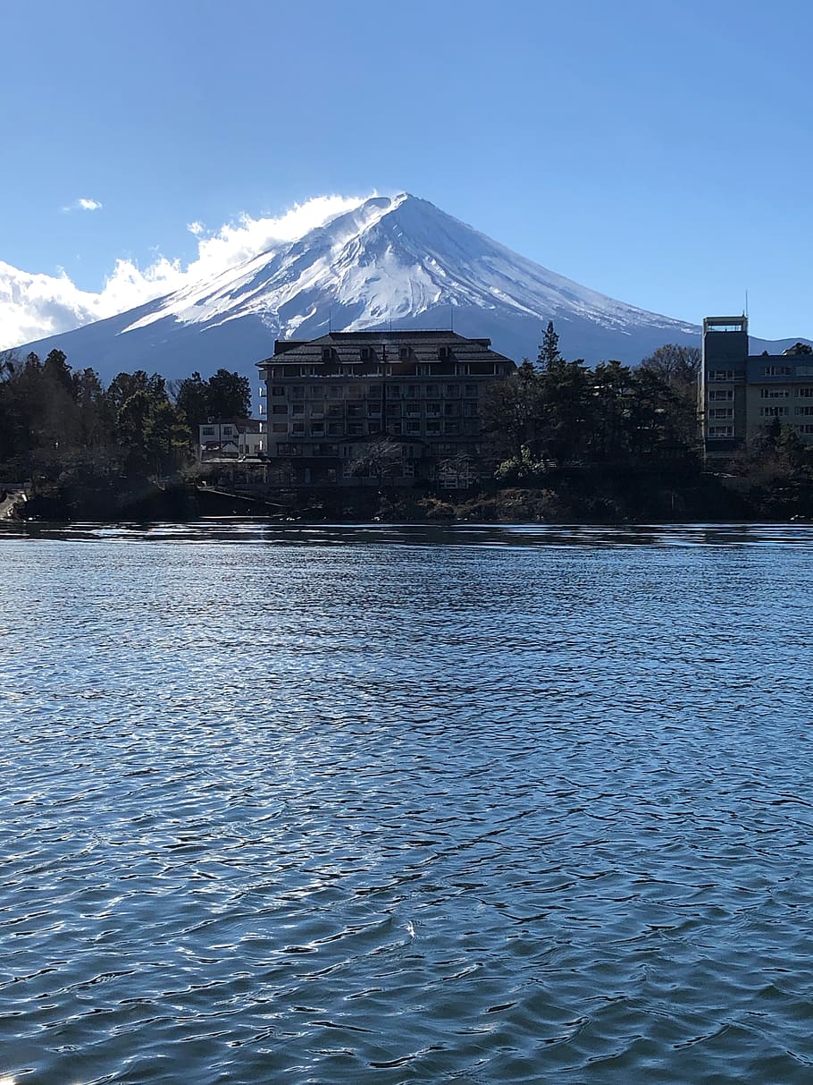 fujiyama, lake, fuji, mountain, fuji san, mount, clear skies, lake kawaguchi, landscape, mt fuji