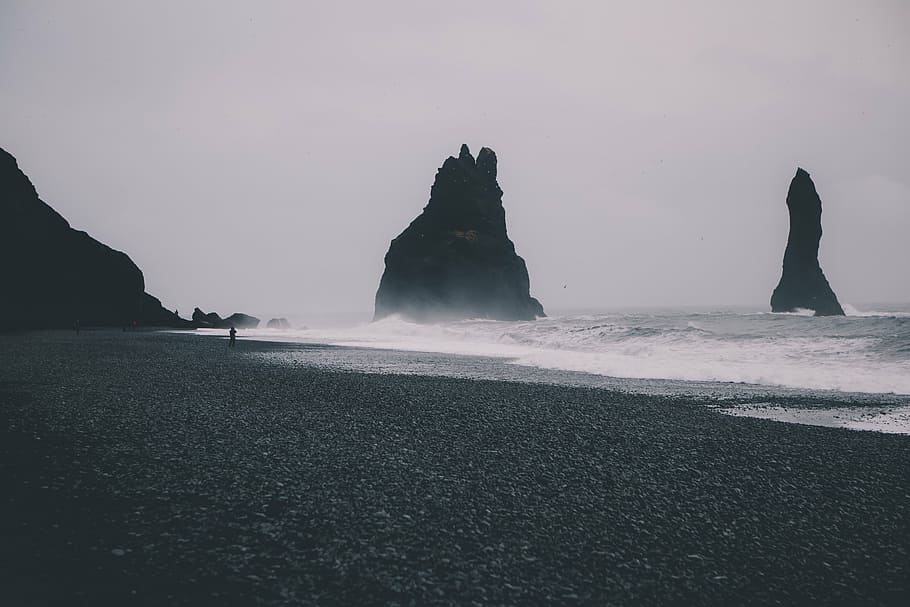海岸, 岩の形成, 昼間, 岩, 形成, 波, 海, 砂, ビーチ, 雲