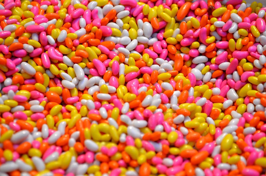 assorted-color beans lot, jellybean, candies, sweets, candy, tasty, dessert, sweet, food, colorful