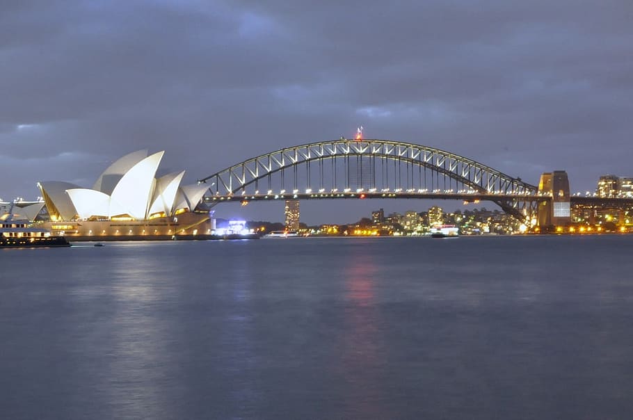 Sydney Opera House na Austrália, Sydney Opera House, Austrália, Sydney, ponte do porto, casa de ópera, ponte, porto, marco, arquitetura