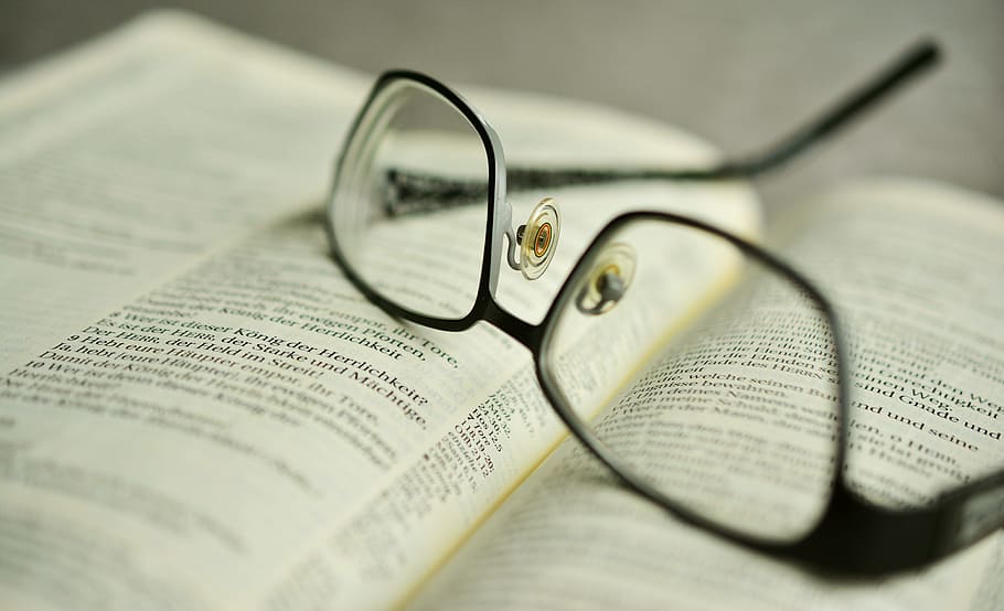 Bible, Glasses, Book, Holy Scripture, book pages, reading glasses, read, study, religion, faith