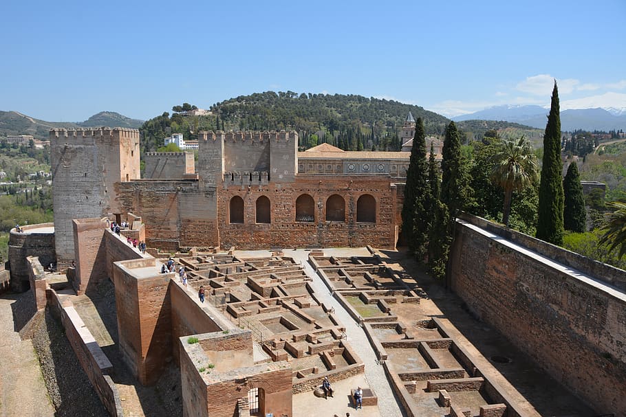 spain, andalusia, grenade, alhambra, alcazaba, palace, architecture, built structure, history, the past