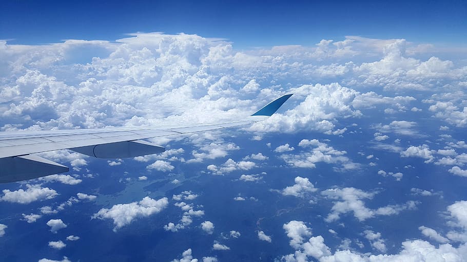 Sky, Cloud, Plane, A350, the a350, airplane, blue, flying, transportation, air