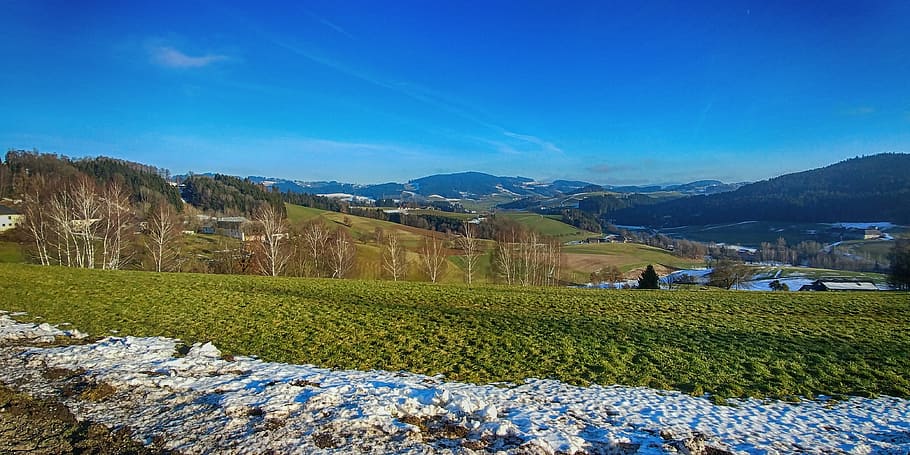 panorama, nature, mountain, landscape, travel, mühlviertel, snow, austria, hill, hilly