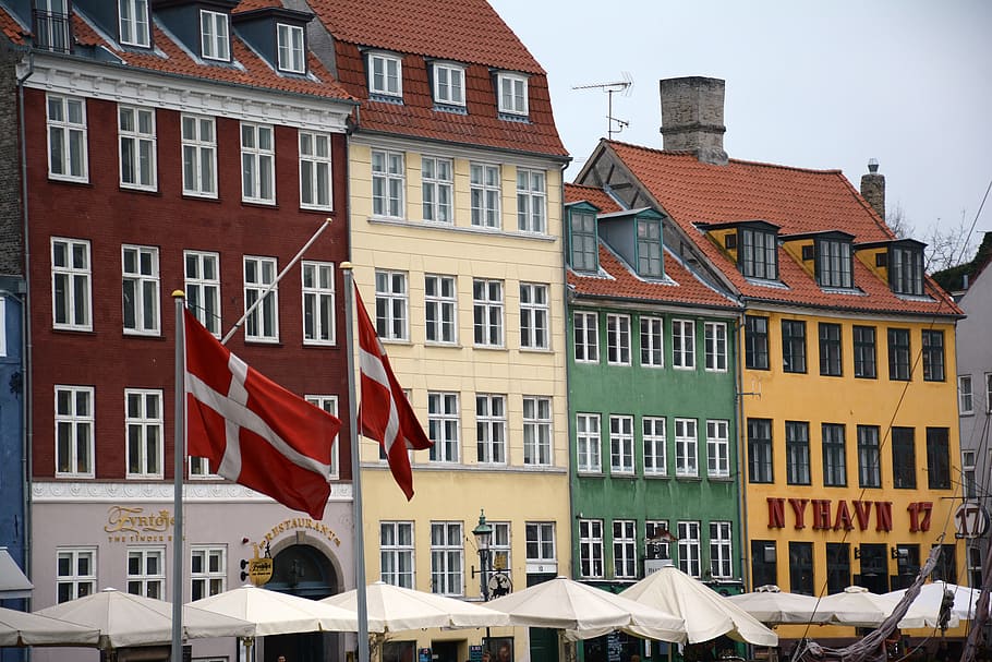 copenhagen, nyhavn, historical, danish, exterior, port, building exterior, architecture, built structure, patriotism