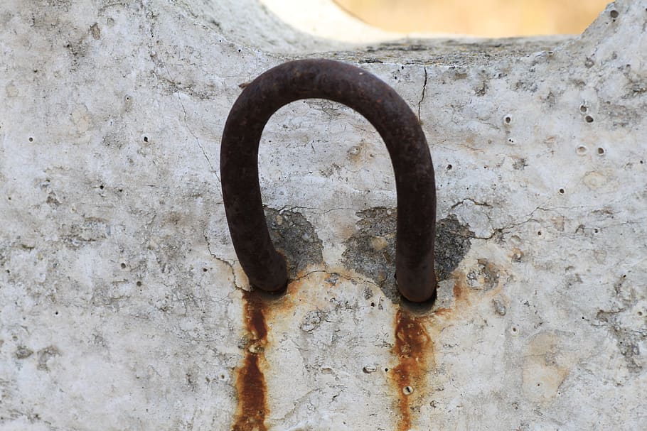 eyelet, metal, ring, rust, hook, fix, close-up, wall - building feature, rusty, textured