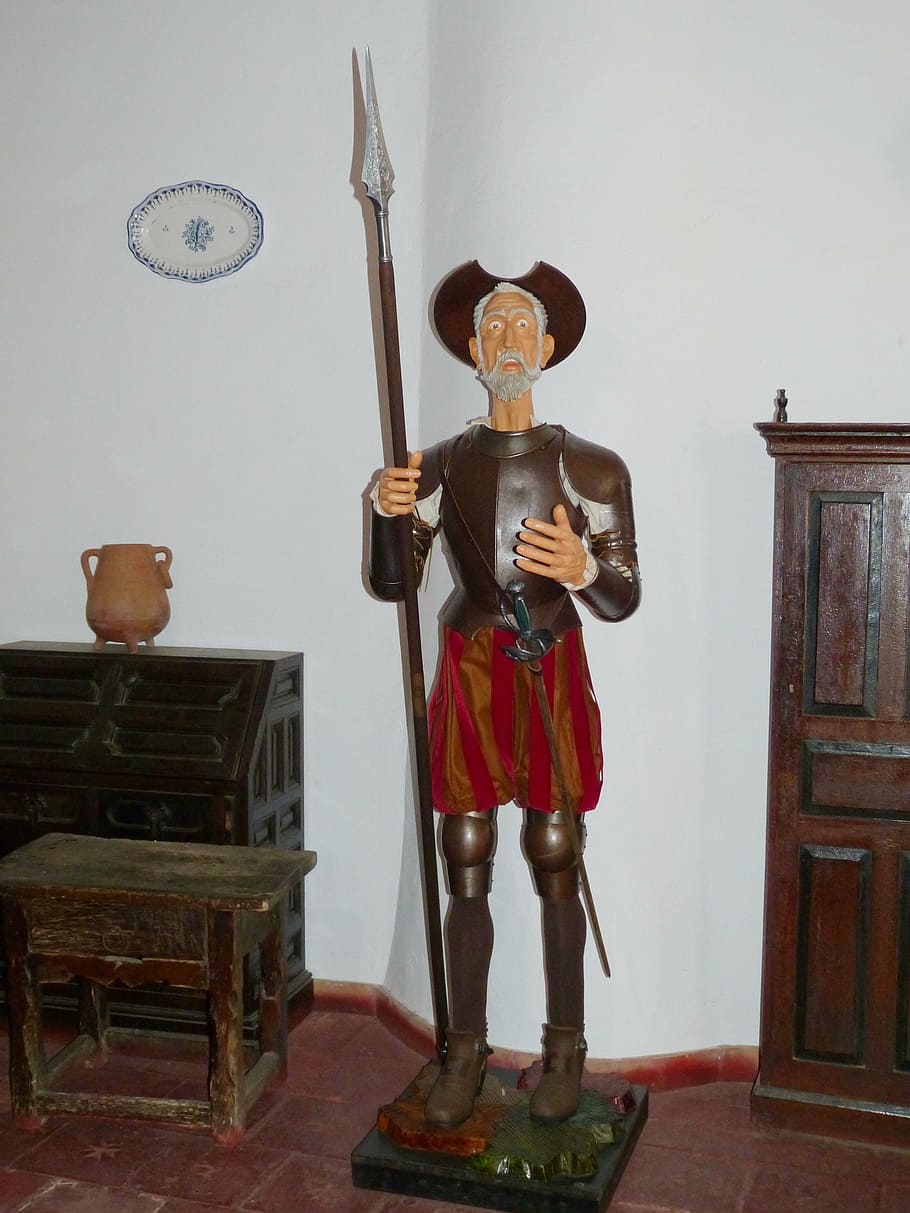 don quijote, don quixote, windmills, la mancha, consuegra, spain, monument, statue, figure, knight