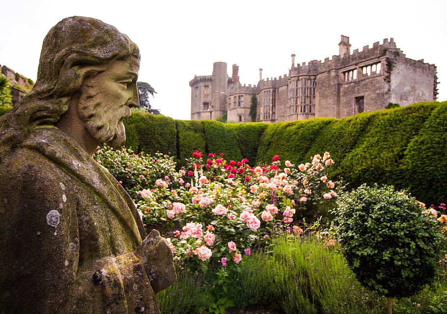 Thornbury Castle, Statue, thornbury, england, gloucestershire, bristol, rose, rose garden, hotel, historic