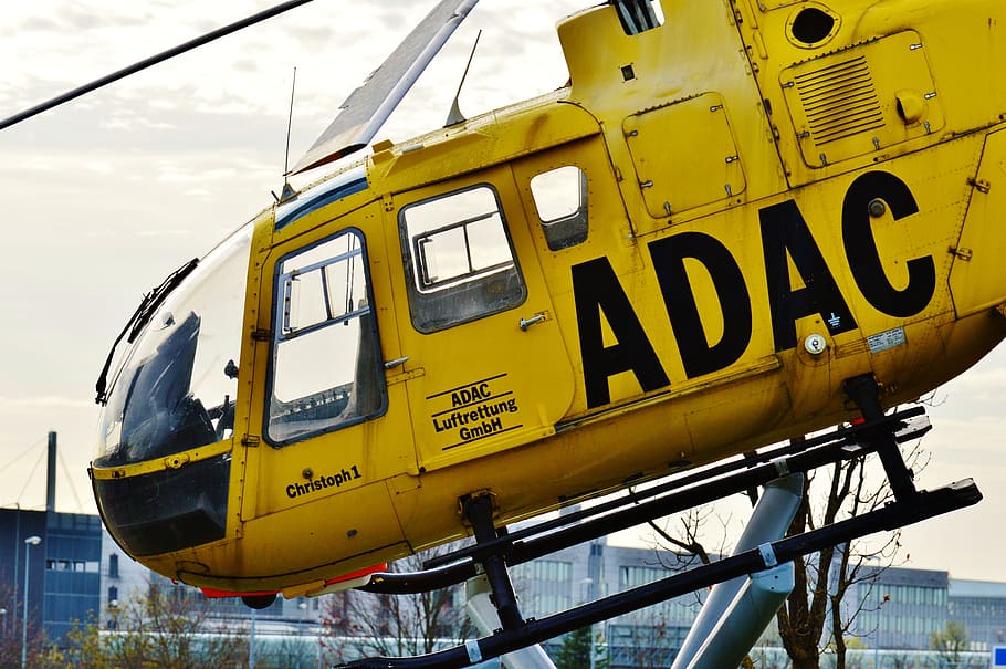 helicopter, adac, rescue helicopter, air rescue, rescue, ambulance service, yellow angel, fly, transport, doctor on call