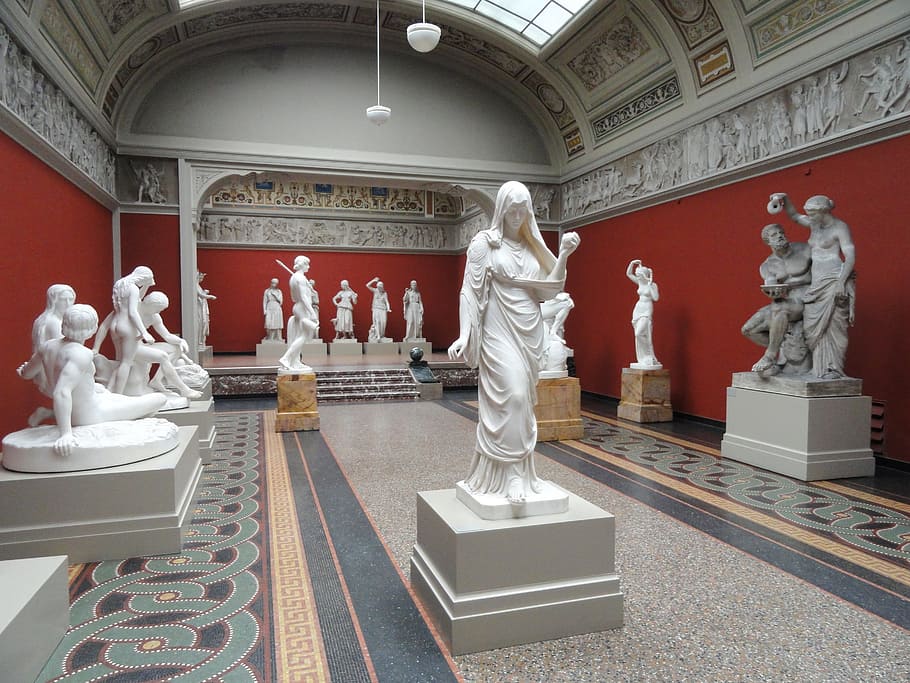 room of statues, copenhagen, denmark, museum, sculptures, art, artistic, beautiful, interior, inside