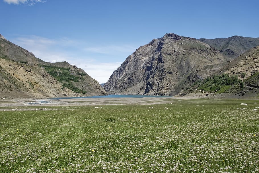tajiquistão, sete lagos, lago, água, vale, paisagem, natureza, desfiladeiro, rocha, montanhas