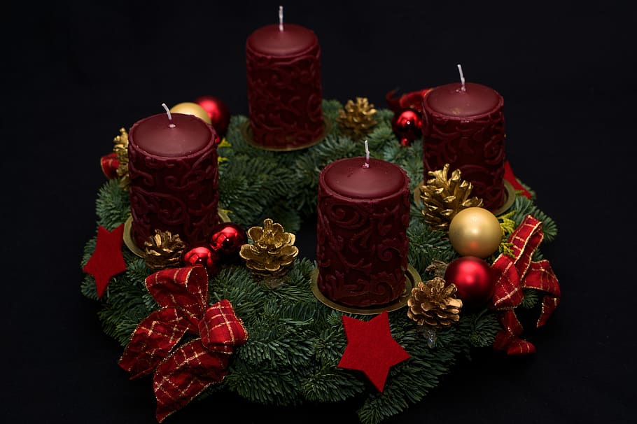 corona de adviento, corona, adviento, tiempo de navidad, velas, decoración,  antes de navidad, luz de las velas, navidad, rojo | Pxfuel