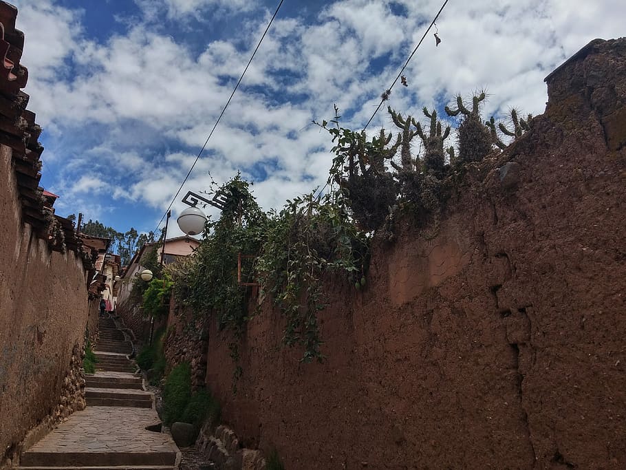 city, cusco, peru, sky, built structure, architecture, cloud - sky, staircase, building exterior, nature
