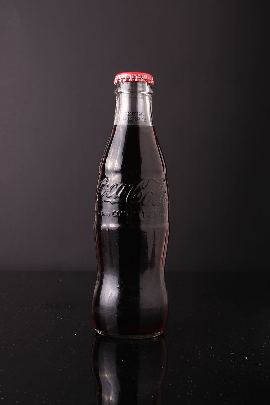 Coca Cola, Soda, Bottle, studio shot, drink, food and drink, colored background, container, indoors, glass - material