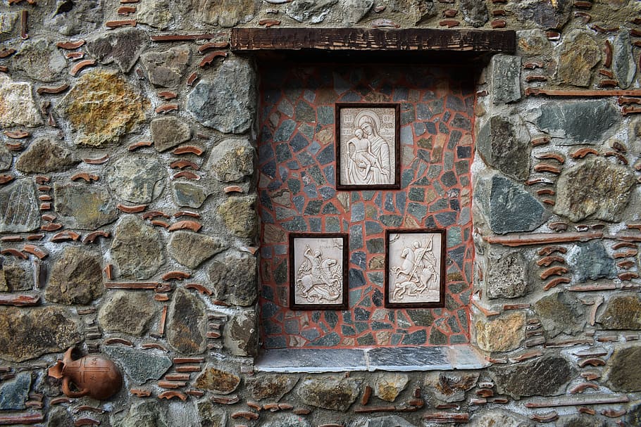 Wall, Engraving, Icons, Pottery, decorative, religion, church, stone, architecture, tradition