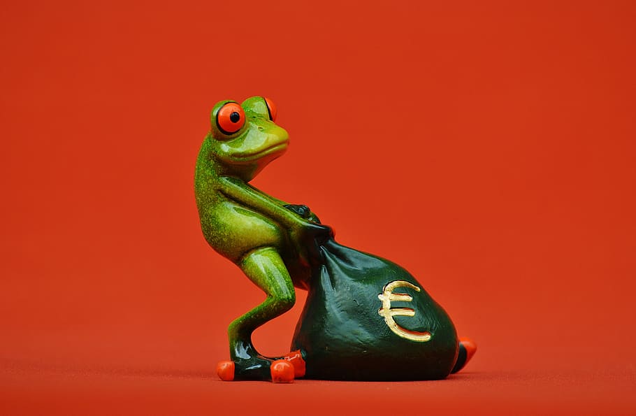 green, frog, ceramic, vase, money, euro, bag, money bag, funny, cute