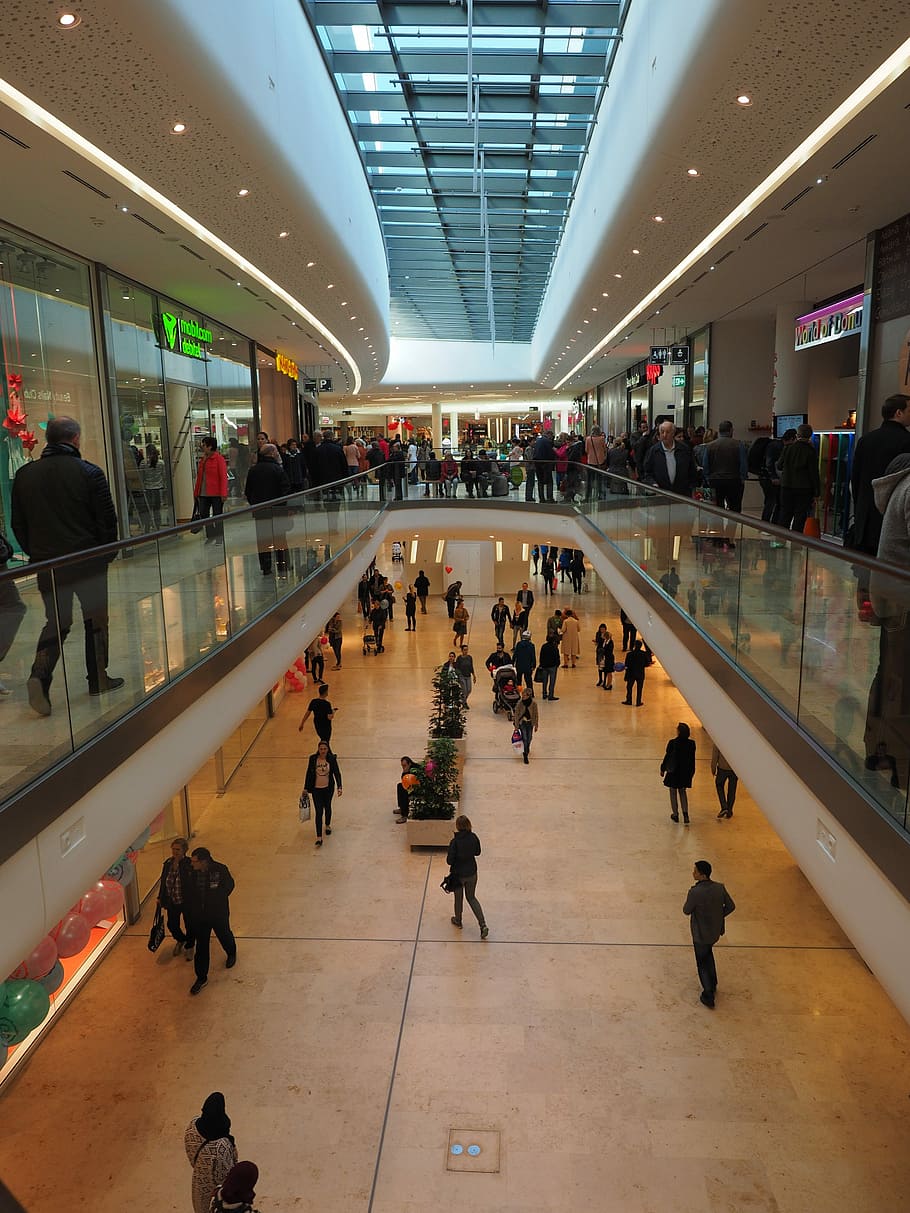 people, standing, inside, building, Shopping Centre, shopping, shoppingmall, mall, shopping center, retail stores