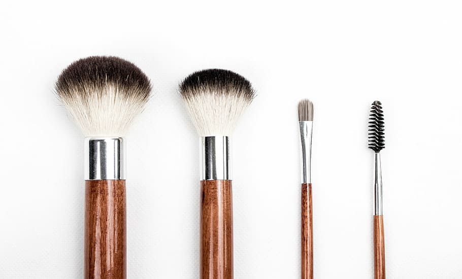 four, brown, handle, make-up brushes, brush, makeup brush, makeup, make up, beauty, cosmetics