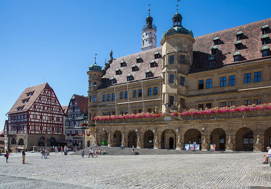 rothenburg of the deaf, town hall, marketplace, architecture, building exterior, built structure, travel destinations, city, sky, travel