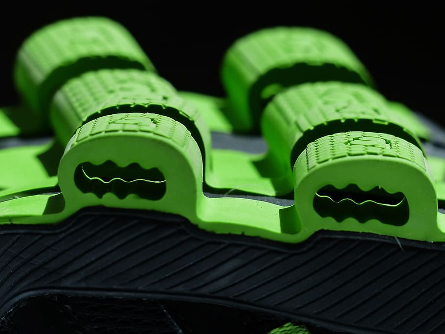 sole, green, rubber lining, suspension, damping, rubber, grip, friction, shoe profile, profile