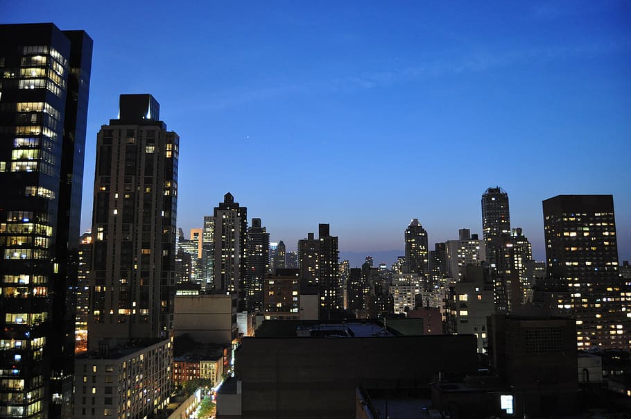 city view, sunset, new, york, new york, nyc, city, skyline, street, night