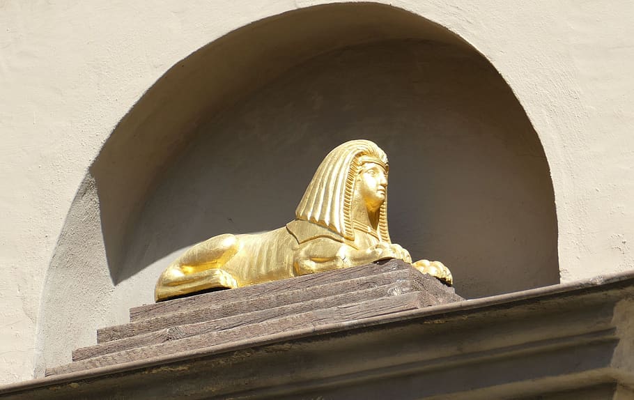 naumburg, sphinx, saxony-anhalt, historic center, historically, figure, sculpture, golden, architecture, statue