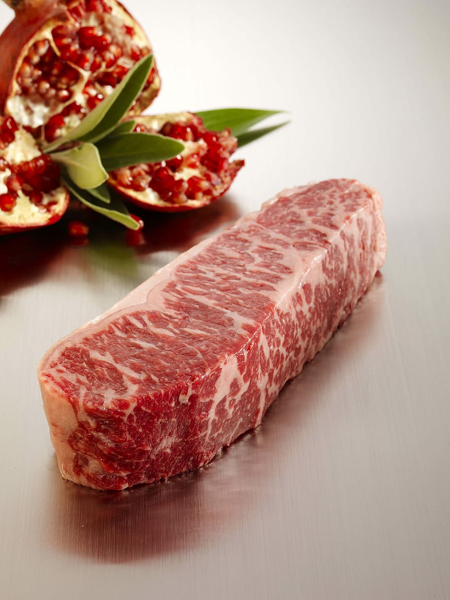 carne de res Kobe, carne de res, de cerca, carne, crudo, filete, comida, rojo, rebanada, comida y bebida