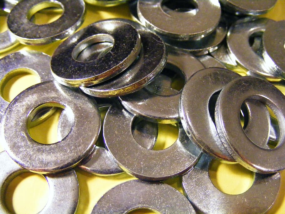 silver ring lot, nut, construction, industry, steel, threaded, engineering, tool, metallic, hardware