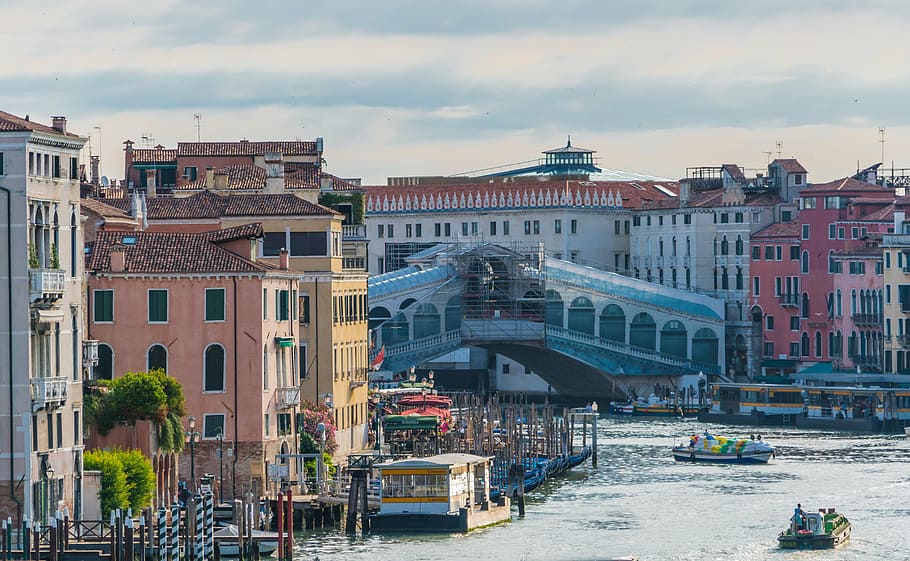 Venesia, Italia, jembatan rialto, konstruksi, kanal besar, Eropa, perjalanan, air, gondola, pariwisata