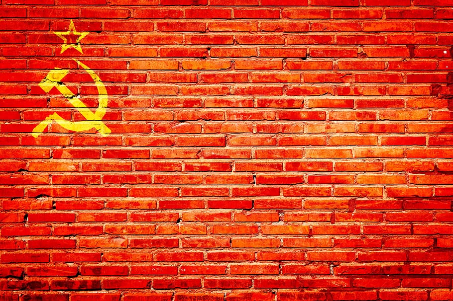 pared de ladrillo rojo, unión soviética, nación, urss, bandera, símbolo, rusia, comunismo, pared de ladrillo, ladrillo