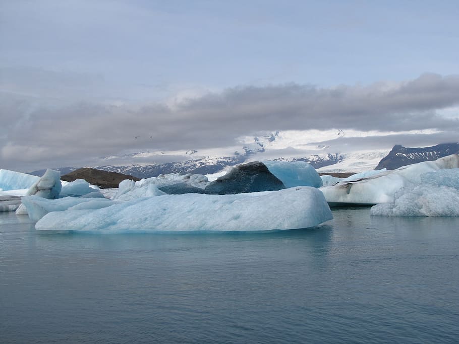 Islandia, Jökulsárlón, gletscherlagunge, gunung es, vatnajökull, es, gletser, suhu dingin, beku, mengapung di atas air