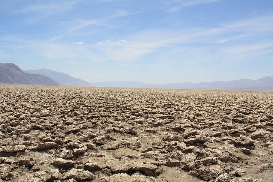 photograph of desert, desert, dry, parched, earth, nature, death valley, devil golf course, road trip, arizona