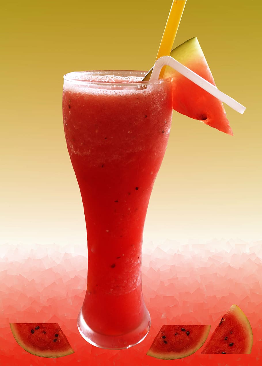 watermelon shake, smoothie, fruit juice, watermelon, red, frisch, melon, low-calorie, refreshment, pulp