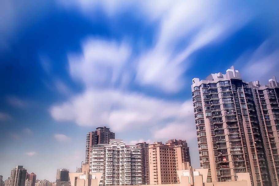 buildings, high rises, city, architecture, urban, downtown, cityscape, skyline, sky, clouds