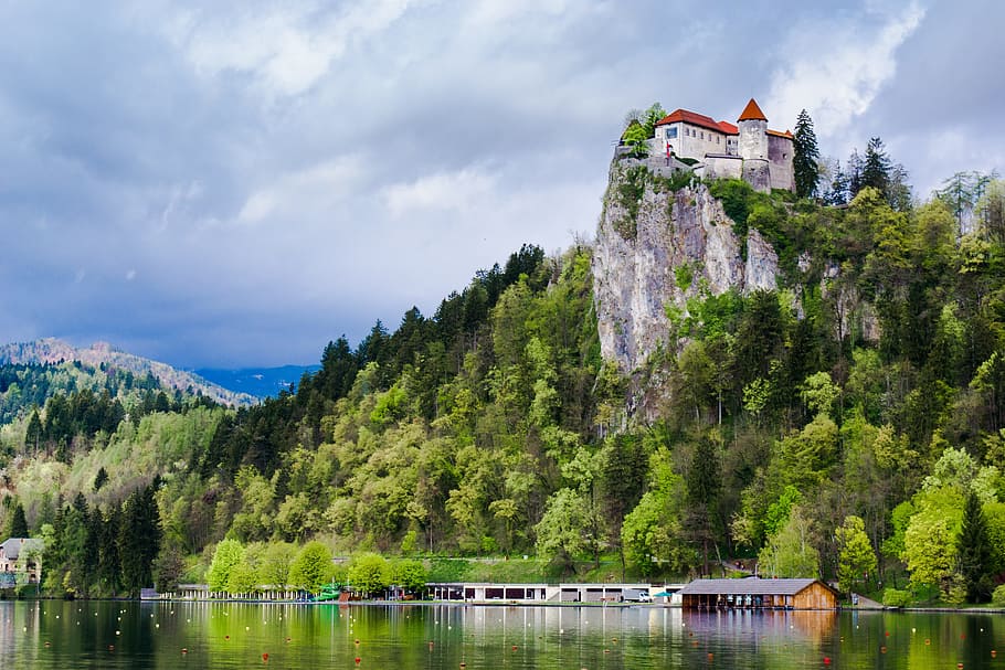 Bled, Lake, Castle, Slovenia, bled, lake, medieval castle, bled castle, clouds, cloud - sky, river