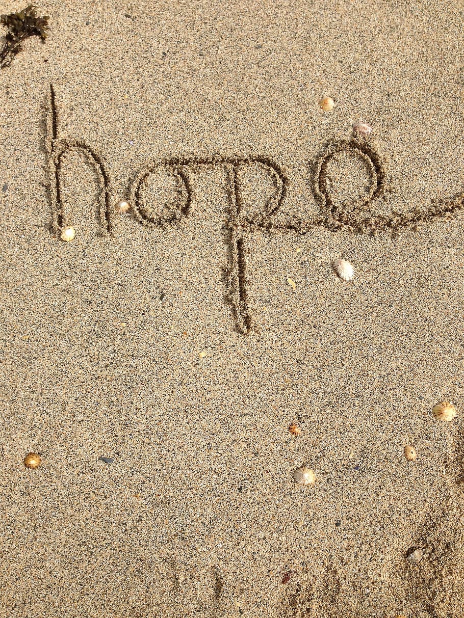 esperanza arena texto, esperanza, escritura, texto, positivo, mensaje, arena, feliz, inspirar, éxito