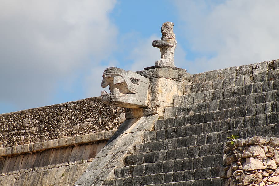 mexico, chichen itza, pyramid, kukulcan, the ruins of the, maya, ancient, architecture, low angle view, built structure