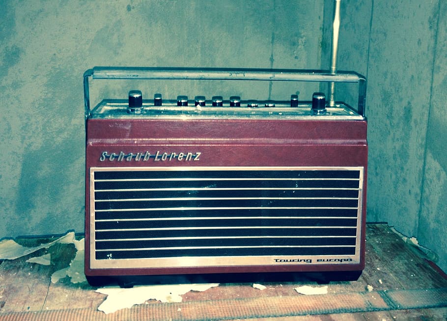 granate, blanco, transistor schaub lorenz radio, radio, música, antiguo, pared, nostalgia, tecnología, dispositivo