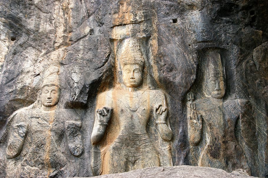 buddha, stone, sri lanka, buduruwagala, sculpture, art and craft, representation, human representation, spirituality, religion