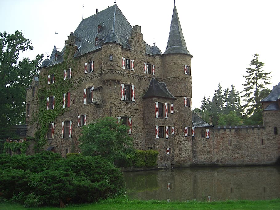 castle, satzvey, wasserburg, middle ages, eifel, germany, building, masonry, old, architecture