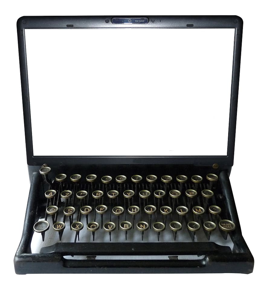 black, typewriter vector art, typewriter, computer, keyboard, digital, technology, writing, typing, display