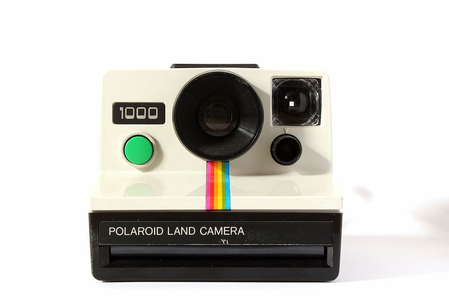white, polaroid land camera, analog, polaroid, camera, hipster, instant camera, retro, photography, vintage