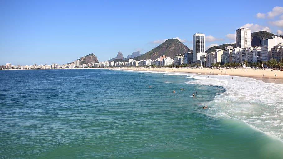 copacabana, leme, playa, ola, pedra da gávea, morro dois irmãos, rio de janeiro, brasil, arquitectura, estructura construida