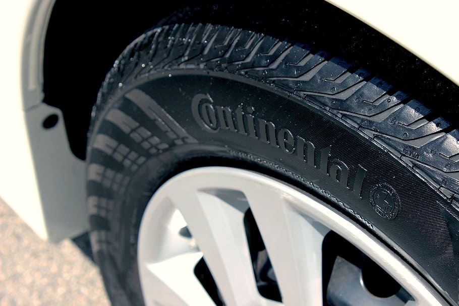 silver wheel, continental, radial, tire, car, auto, vehicle, automobile, maintenance, transportation