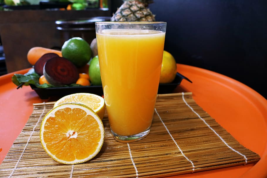 buah, jeruk, jus buah, segar, gelas, sehat, minum, alami, berair, makanan dan minuman