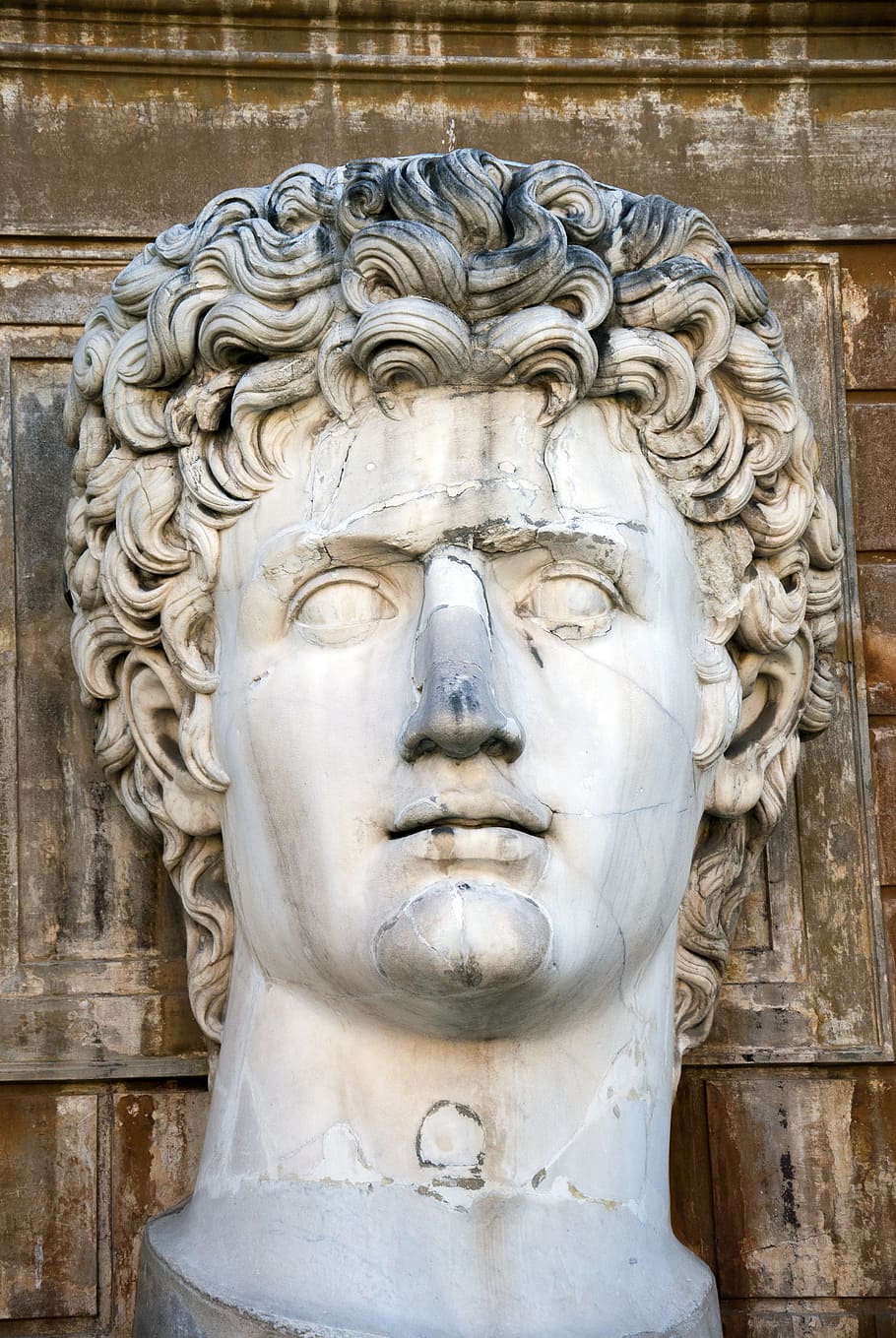 Augustus, Utama, Patung, Roma, zaman kuno, wajah, batu, Italia, arsitektur, Material batu