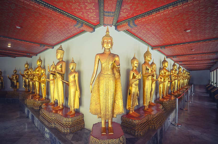 Bangkok, Buda, Templo, Paz, Religião, Tailândia, Ásia, Wat, estátua, cor dourada
