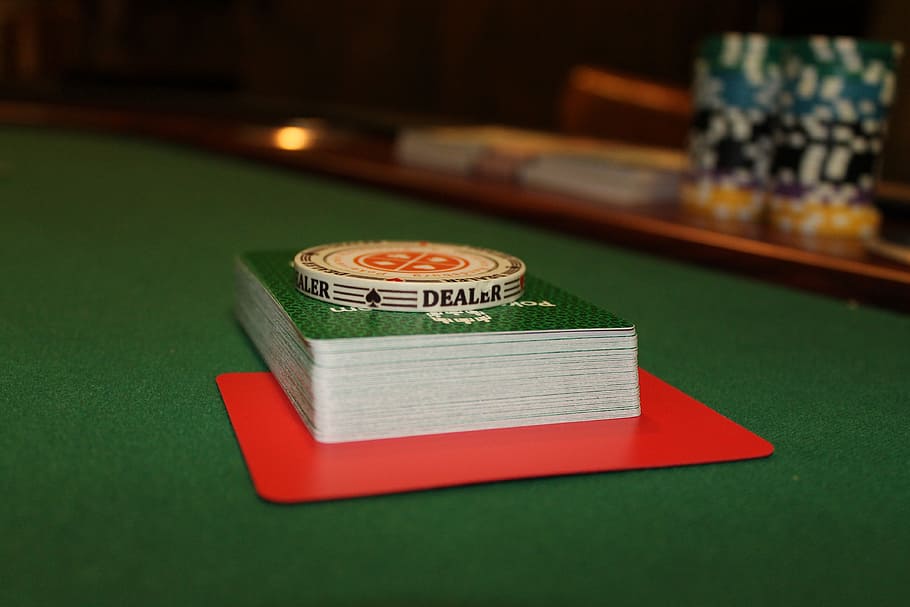 closeup, photography, dealer chip, playing, cards, table, poker, casino, card game, no limit holdem