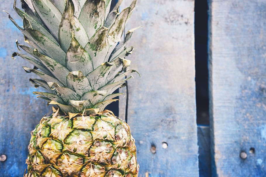 ripe pineapple, fruit, golden, pineapple, summer vibes, tropical fruit, wood, wood planks, food, food and drink